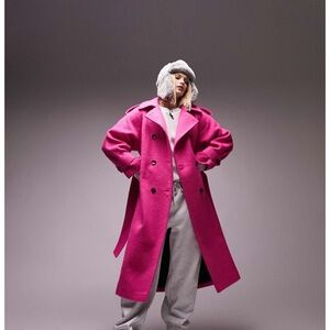 Topshop Vibrant Pink Trench Coat